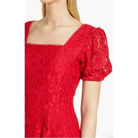 VGUC Rachel Parcell RP Red Lace Fit & Flare Cocktail Holidays Midi Dress XS - Picture 9 of 13